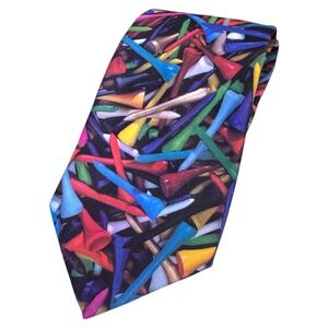 Ralph Marlin 1994 Golf Tees Tie Men's‎ Novelty Necktie Silk Blend Fun Pattern